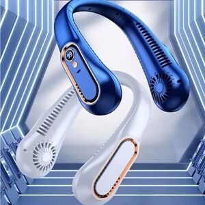 Wireless Neck Fan - Blue and White